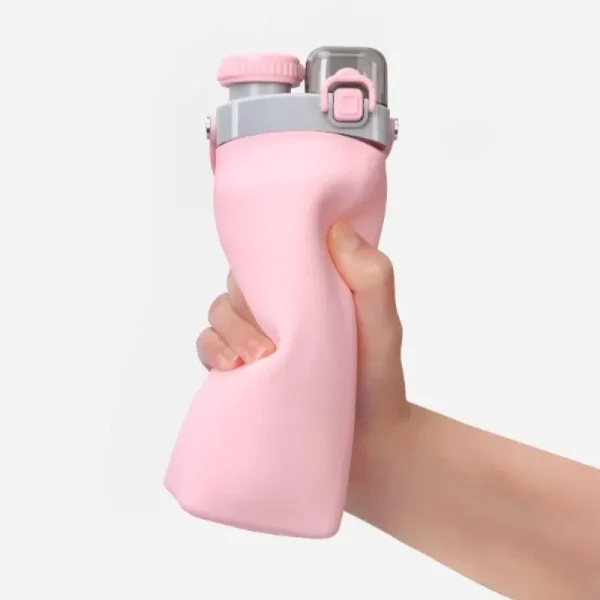 pink foldable silicone water bottle oem