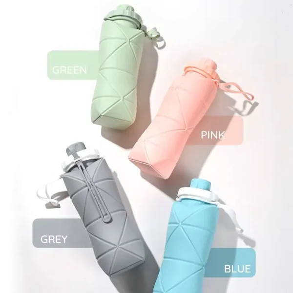 4 colors in stock for collapsilble silicone outdoor bottle