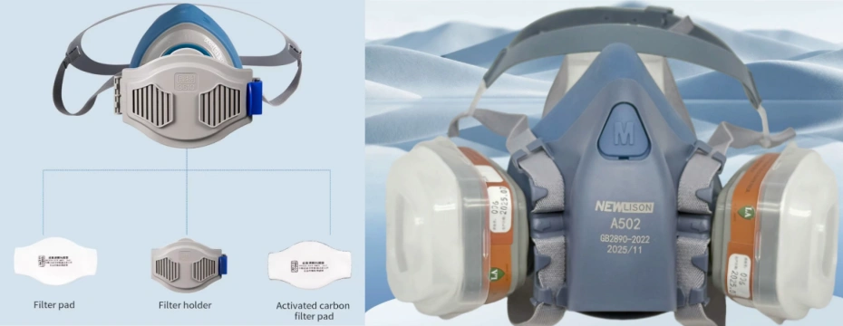 Dual-Filter Liquid Silicone Half Gas Mask Respirator