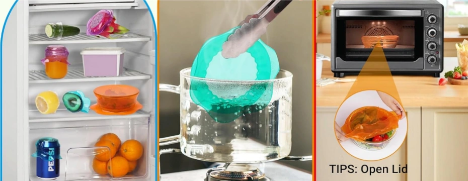 Durable Silicone Food Storage Covers Reusable Stretch Lids 