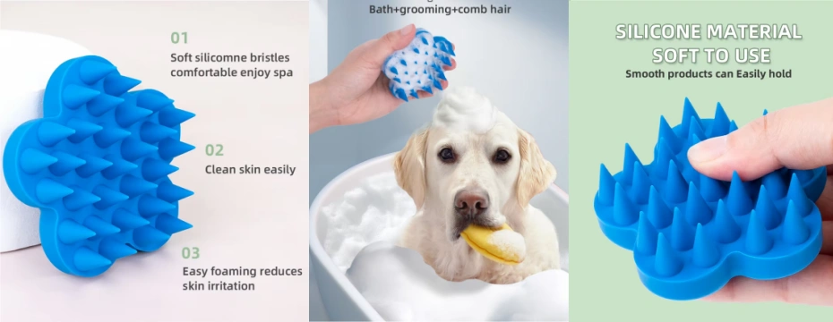 Factory Direct Customizable Silicone Pet Bath Brush